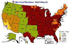 UPS delivery map from Simi Valley CA warehouse
